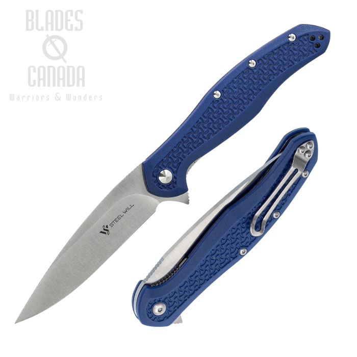 Steel Will Intrigue Flipper Folding Knife, D2 Satin, FRN Blue, F45-16